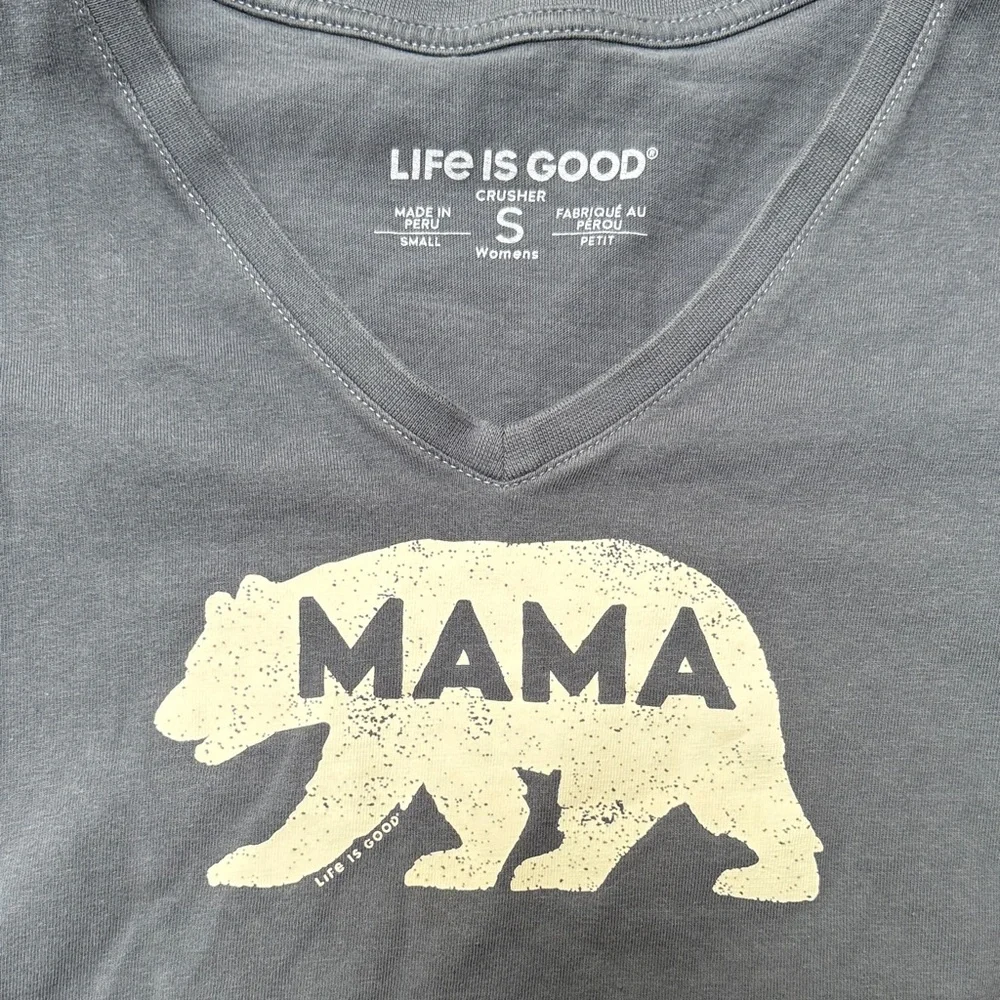 Life Is Good Navy Short Sleeve V-Neck 'MAMA' Bear Tee - Picture 2 of 2